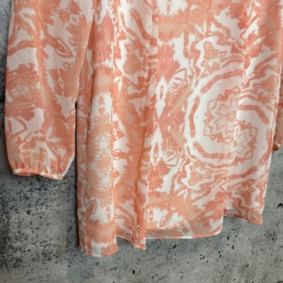 BCBGeneration // Petal Pink Combo Bow Back Printed Long Sleeve Mini Dress - M - Picture 8 of 9